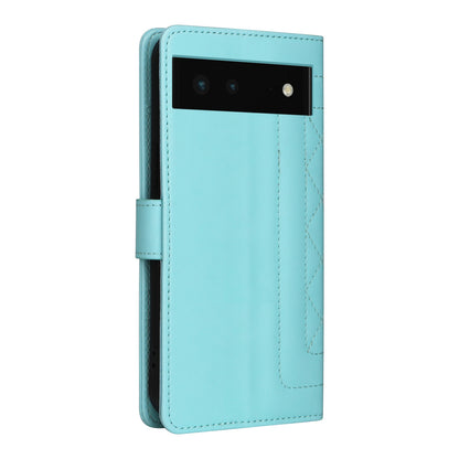 Google Pixel 6 Diamond Lattice Leather Flip Phone Case - Durable and Convenient Holder with Precision Cutouts