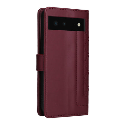 Google Pixel 6 Diamond Lattice Leather Flip Phone Case - Durable and Convenient Holder with Precision Cutouts