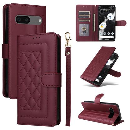 Google Pixel 7 Diamond Lattice Leather Flip Phone Case - Durable and Convenient Holder with Precision Cutouts