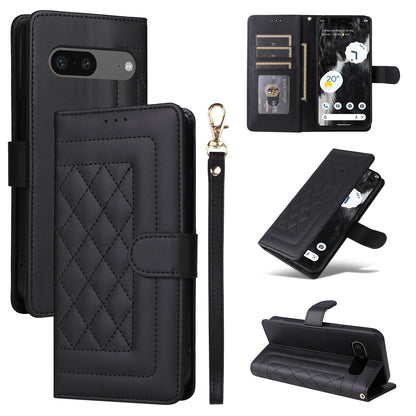 Google Pixel 7 Diamond Lattice Leather Flip Phone Case - Durable and Convenient Holder with Precision Cutouts