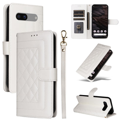 Google Pixel 7a Diamond Lattice Leather Flip Phone Case - Durable and Convenient Holder with Precision Cutouts