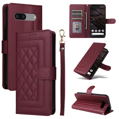 Google Pixel 7a Diamond Lattice Leather Flip Phone Case - Durable and Convenient Holder with Precision Cutouts