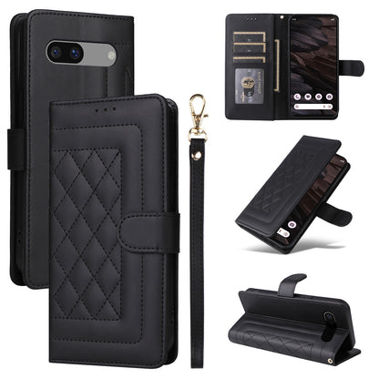 Google Pixel 7a Diamond Lattice Leather Flip Phone Case - Durable and Convenient Holder with Precision Cutouts