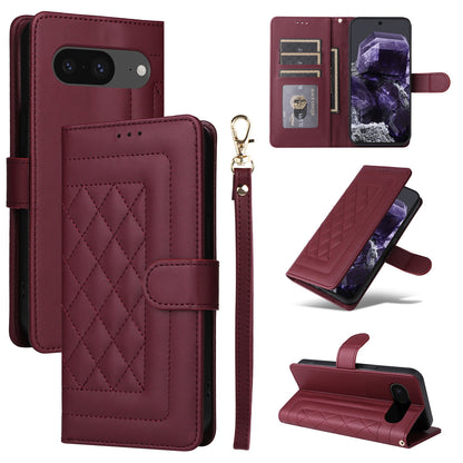 Google Pixel 8 Diamond Lattice Leather Flip Phone Case - Durable and Convenient Holder with Precision Cutouts