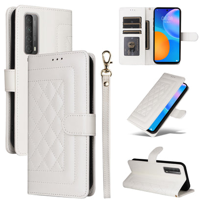 Huawei P Smart 2021 Diamond Lattice Leather Flip Phone Case - Durable and Convenient Holder with Precision Cutouts