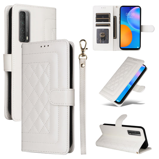 Huawei P Smart 2021 Diamond Lattice Leather Flip Phone Case - Durable and Convenient Holder with Precision Cutouts