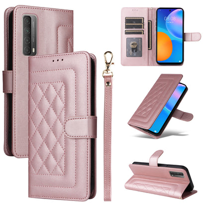 Huawei P Smart 2021 Diamond Lattice Leather Flip Phone Case - Durable and Convenient Holder with Precision Cutouts