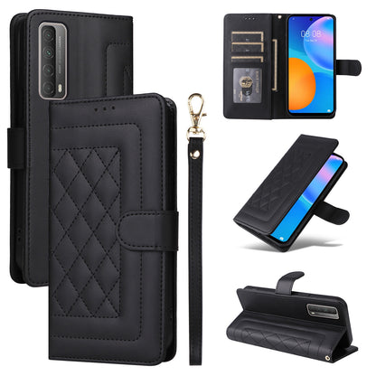 Huawei P Smart 2021 Diamond Lattice Leather Flip Phone Case - Durable and Convenient Holder with Precision Cutouts