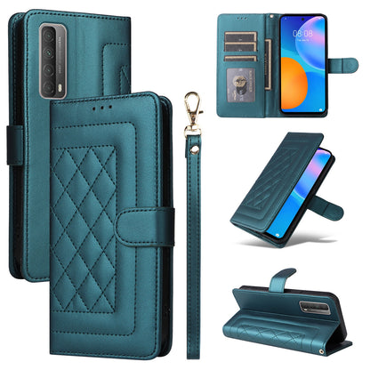 Huawei P Smart 2021 Diamond Lattice Leather Flip Phone Case - Durable and Convenient Holder with Precision Cutouts