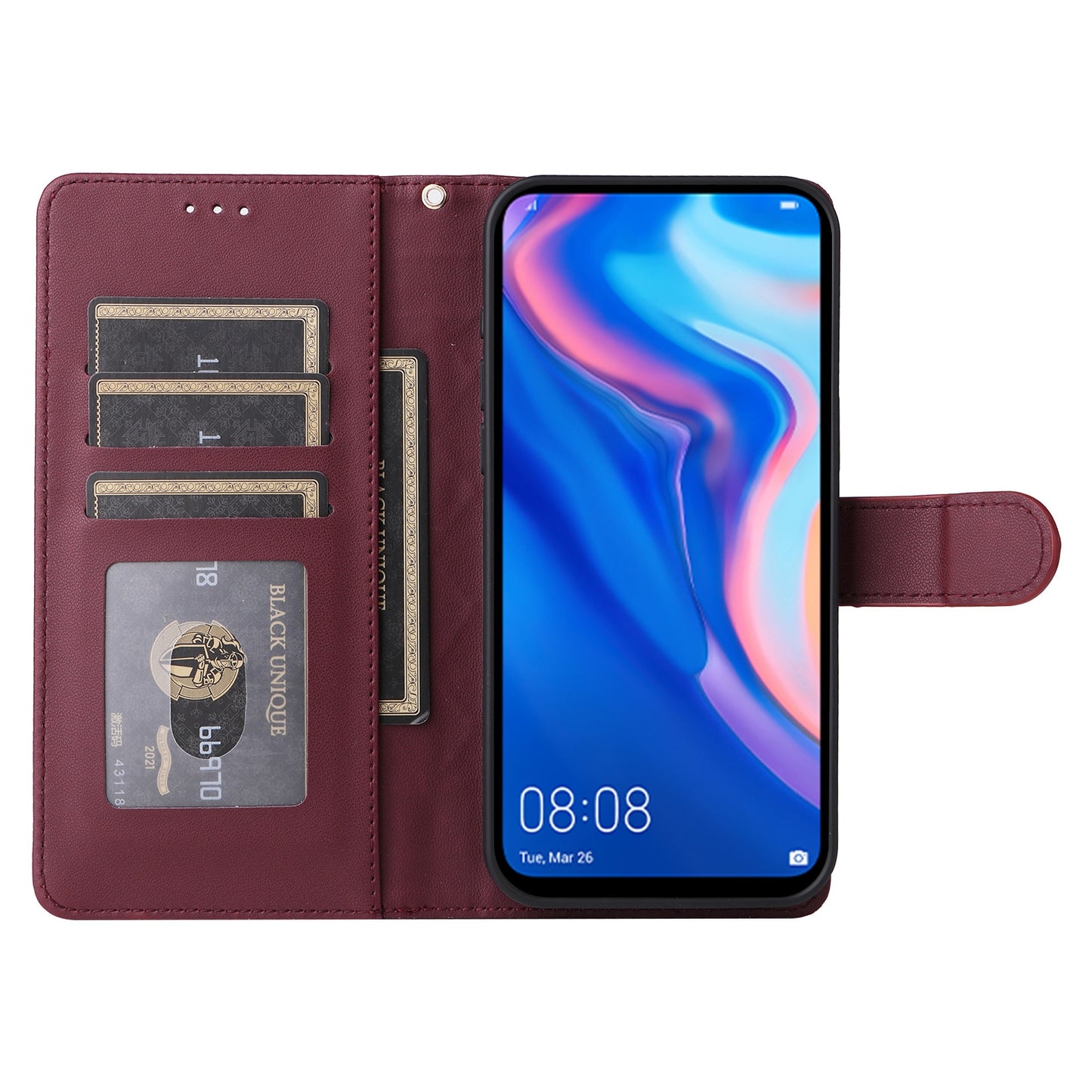 Huawei P Smart Z Diamond Lattice Leather Flip Phone Case - Durable and Convenient Holder with Precision Cutouts