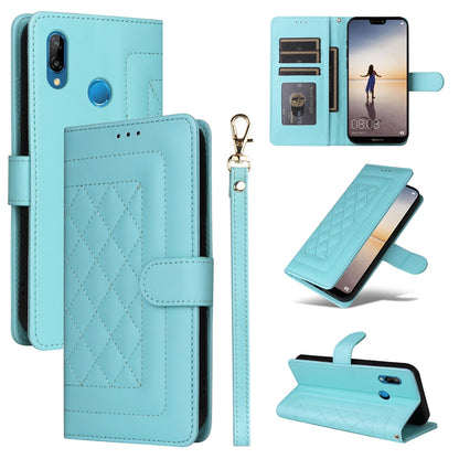 Huawei P20 Lite Diamond Lattice Leather Flip Phone Case - Durable and Convenient Holder with Precision Cutouts