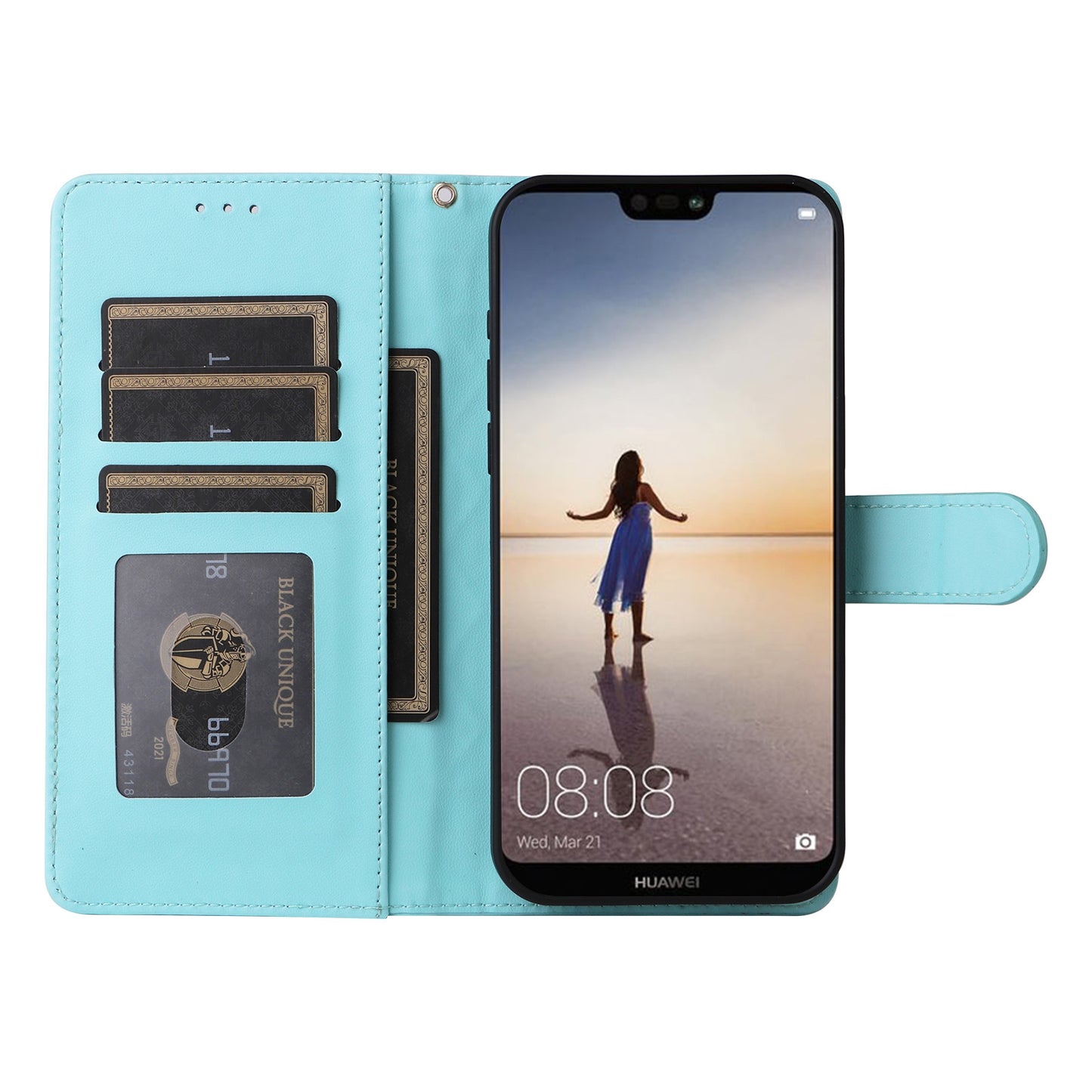 Huawei P20 Lite Diamond Lattice Leather Flip Phone Case - Durable and Convenient Holder with Precision Cutouts