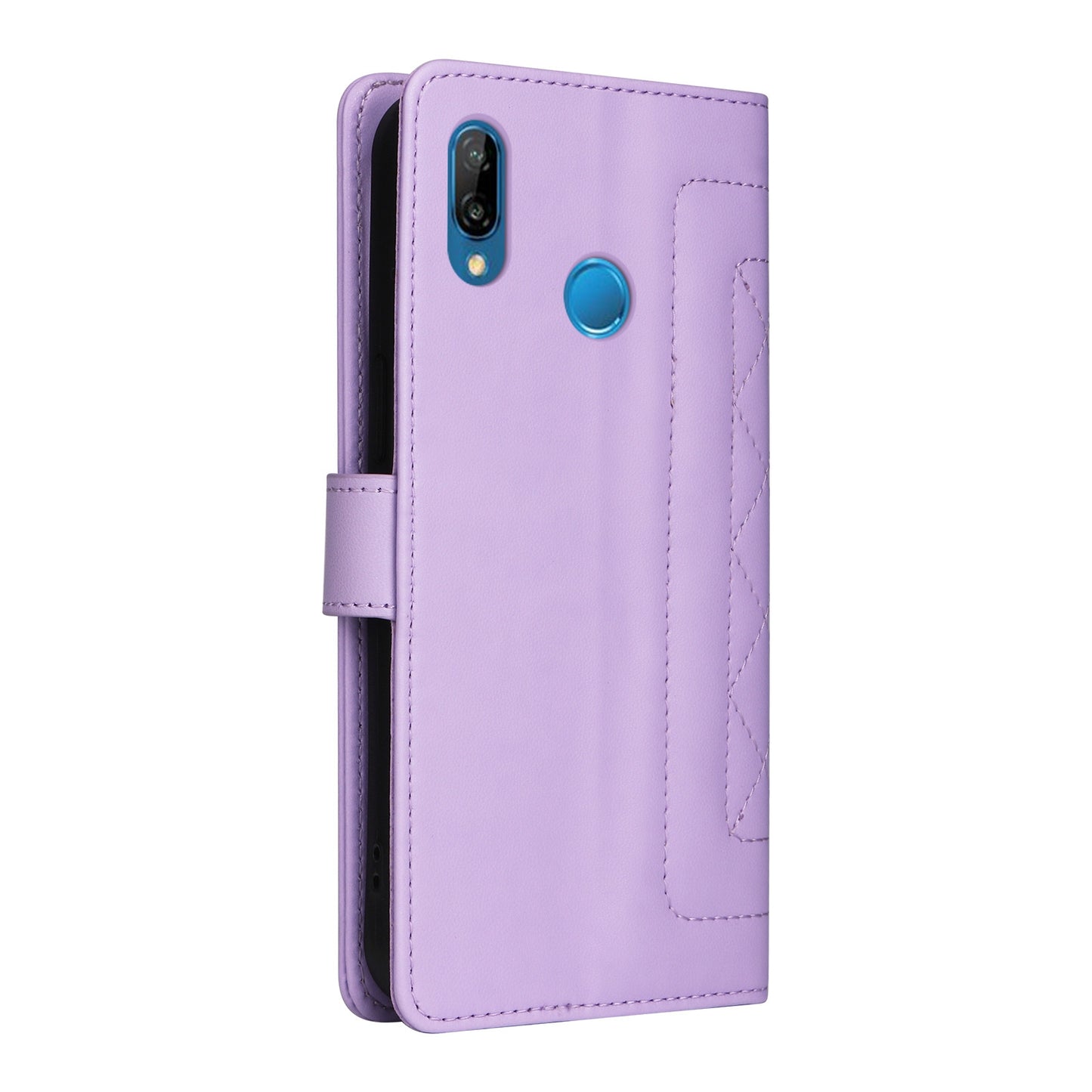 Huawei P20 Lite Diamond Lattice Leather Flip Phone Case - Durable and Convenient Holder with Precision Cutouts