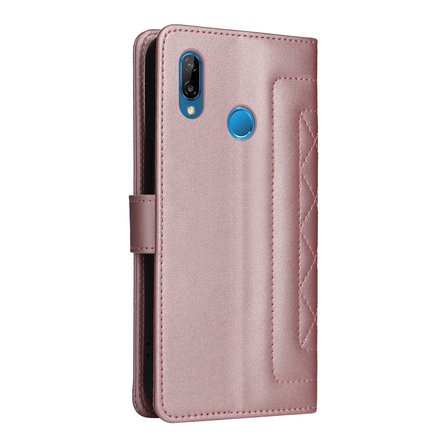 Huawei P20 Lite Diamond Lattice Leather Flip Phone Case - Durable and Convenient Holder with Precision Cutouts
