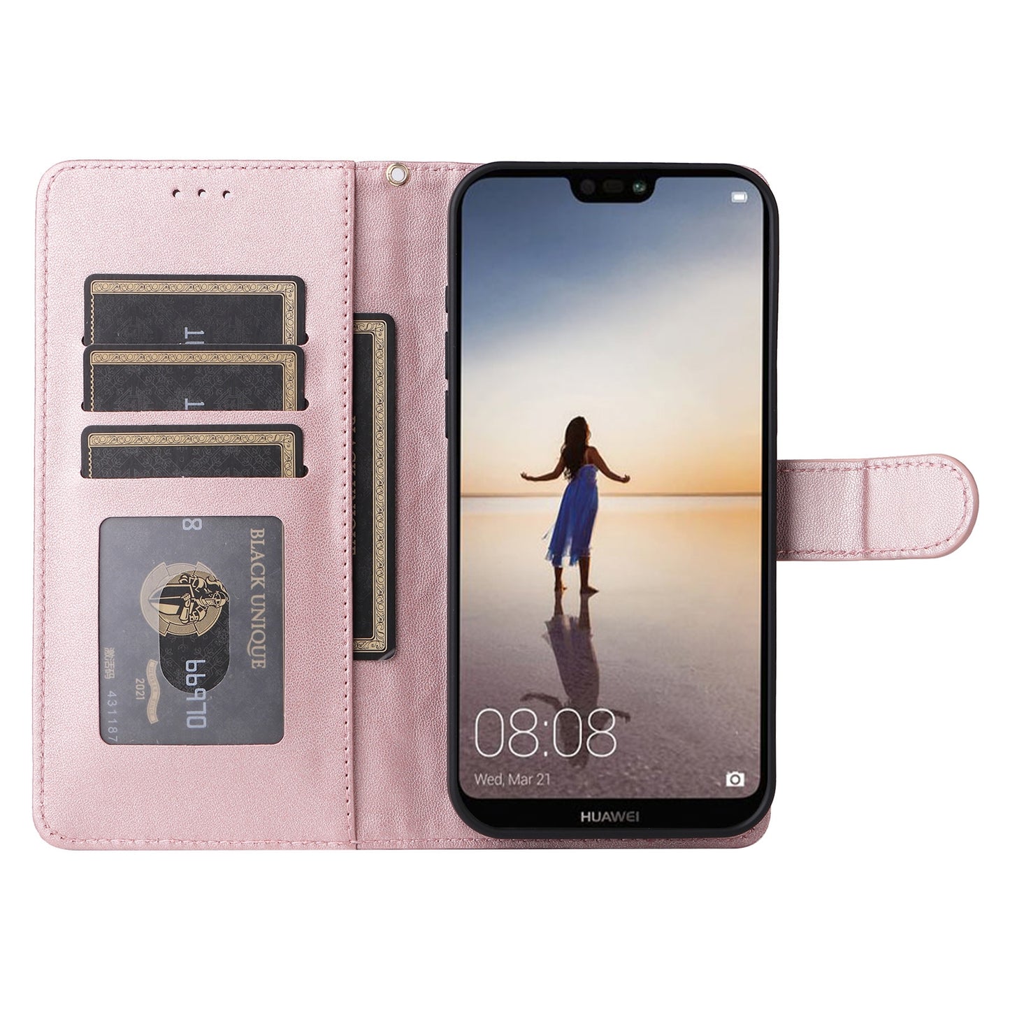 Huawei P20 Lite Diamond Lattice Leather Flip Phone Case - Durable and Convenient Holder with Precision Cutouts