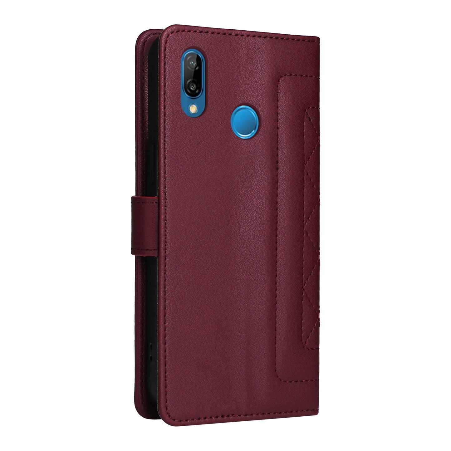 Huawei P20 Lite Diamond Lattice Leather Flip Phone Case - Durable and Convenient Holder with Precision Cutouts