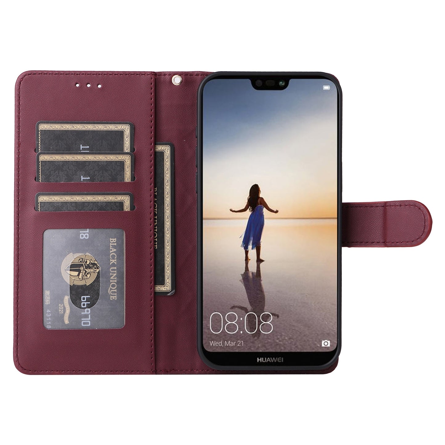 Huawei P20 Lite Diamond Lattice Leather Flip Phone Case - Durable and Convenient Holder with Precision Cutouts