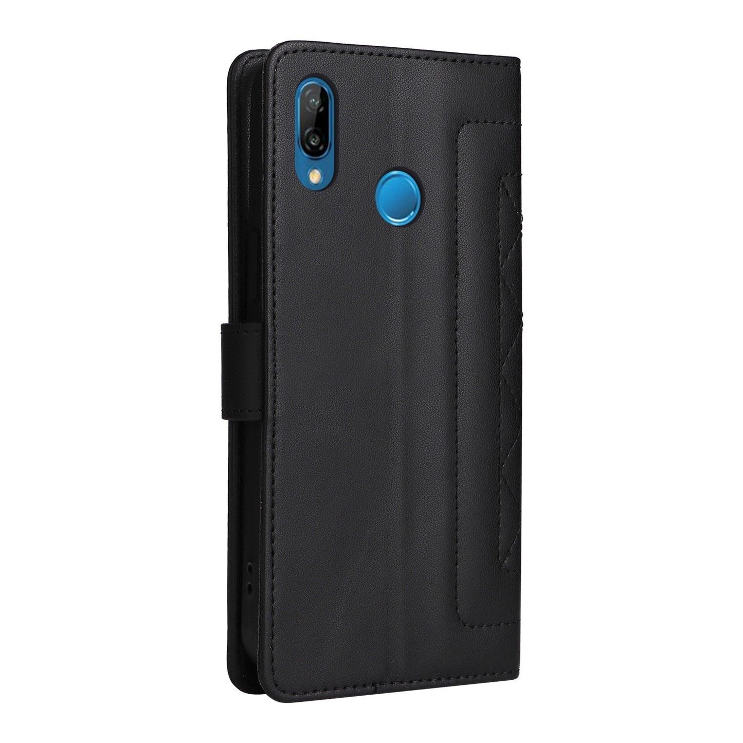 Huawei P20 Lite Diamond Lattice Leather Flip Phone Case - Durable and Convenient Holder with Precision Cutouts