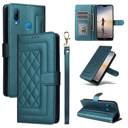 Huawei P20 Lite Diamond Lattice Leather Flip Phone Case - Durable and Convenient Holder with Precision Cutouts