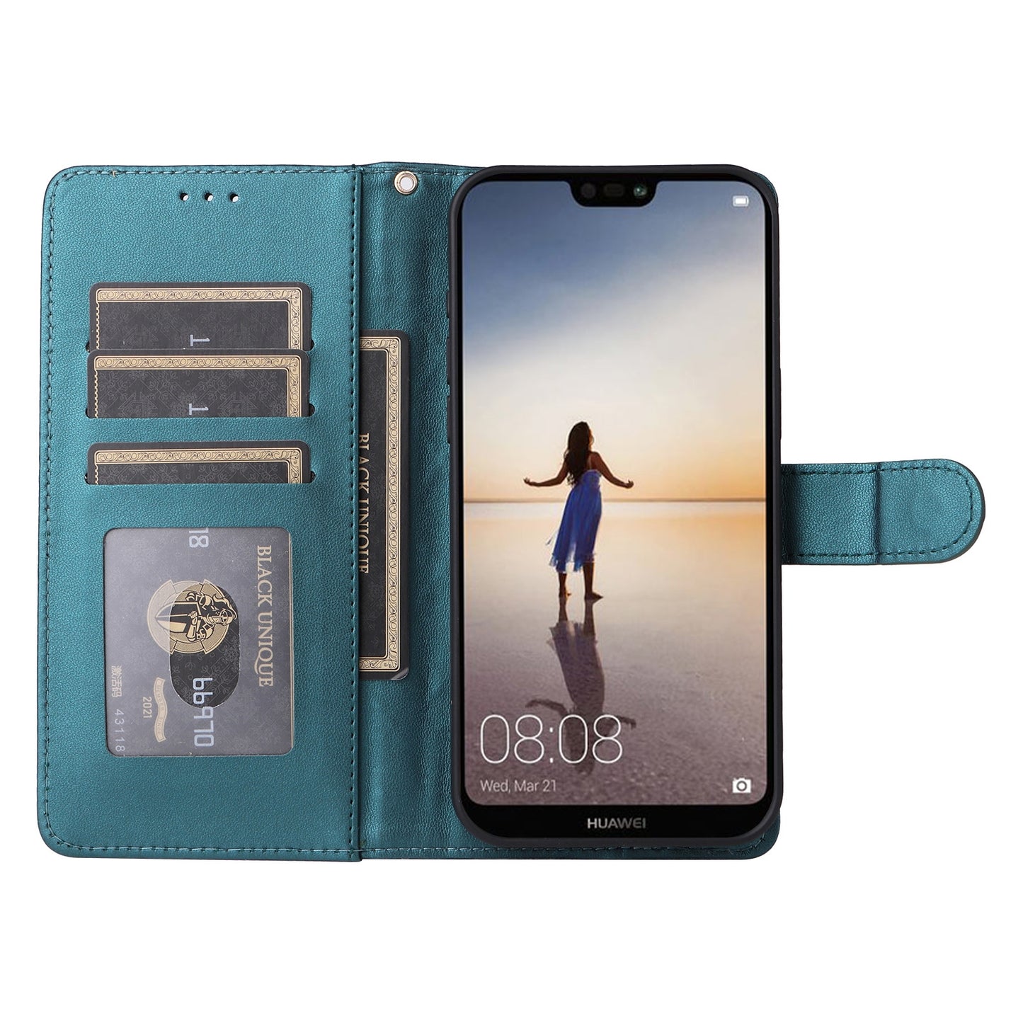 Huawei P20 Lite Diamond Lattice Leather Flip Phone Case - Durable and Convenient Holder with Precision Cutouts
