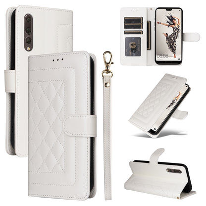 Huawei P20 Pro Diamond Lattice Leather Flip Phone Case - Durable and Convenient Holder with Precision Cutouts