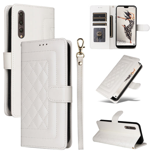 Huawei P20 Pro Diamond Lattice Leather Flip Phone Case - Durable and Convenient Holder with Precision Cutouts