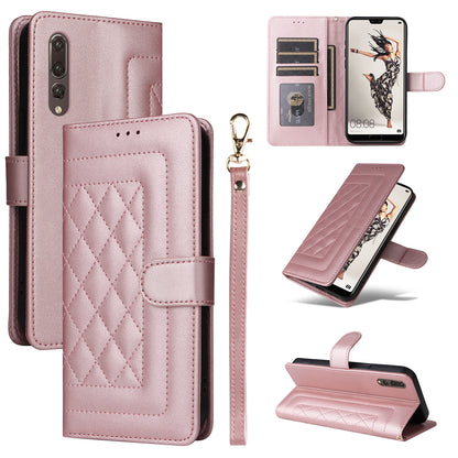 Huawei P20 Pro Diamond Lattice Leather Flip Phone Case - Durable and Convenient Holder with Precision Cutouts