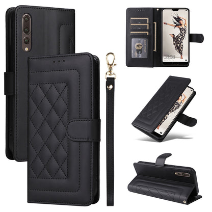 Huawei P20 Pro Diamond Lattice Leather Flip Phone Case - Durable and Convenient Holder with Precision Cutouts