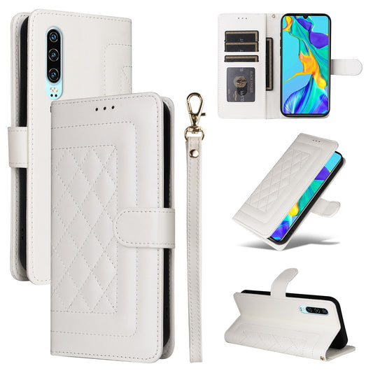Huawei P30 Diamond Lattice Leather Flip Phone Case - Durable and Convenient Holder with Precision Cutouts