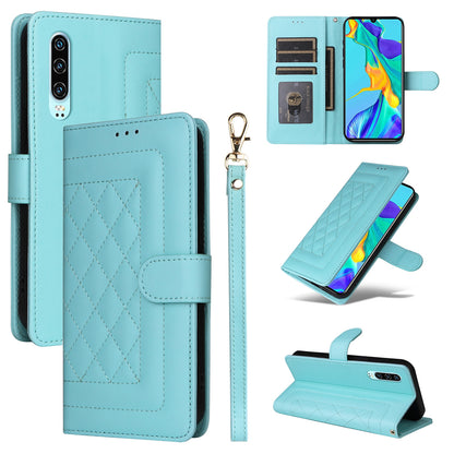 Huawei P30 Diamond Lattice Leather Flip Phone Case - Durable and Convenient Holder with Precision Cutouts