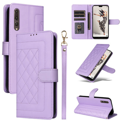 Huawei P30 Diamond Lattice Leather Flip Phone Case - Durable and Convenient Holder with Precision Cutouts