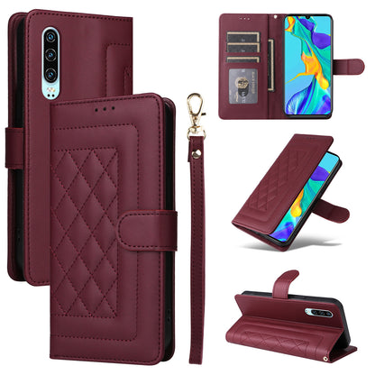 Huawei P30 Diamond Lattice Leather Flip Phone Case - Durable and Convenient Holder with Precision Cutouts