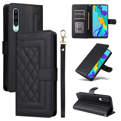 Huawei P30 Diamond Lattice Leather Flip Phone Case - Durable and Convenient Holder with Precision Cutouts