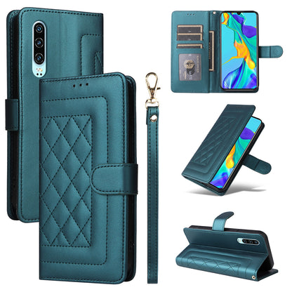 Huawei P30 Diamond Lattice Leather Flip Phone Case - Durable and Convenient Holder with Precision Cutouts