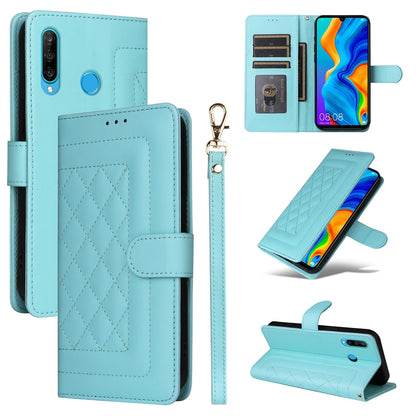 Huawei P30 Lite Diamond Lattice Leather Flip Phone Case - Durable and Convenient Holder with Precision Cutouts
