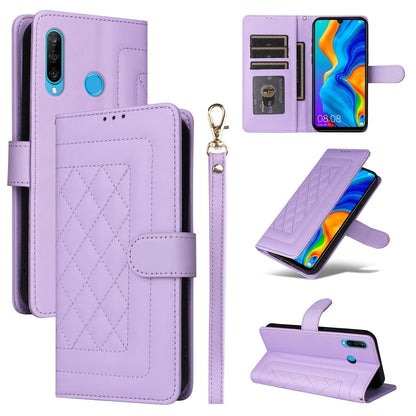 Huawei P30 Lite Diamond Lattice Leather Flip Phone Case - Durable and Convenient Holder with Precision Cutouts