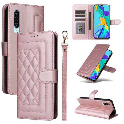 Huawei P30 Lite Diamond Lattice Leather Flip Phone Case - Durable and Convenient Holder with Precision Cutouts