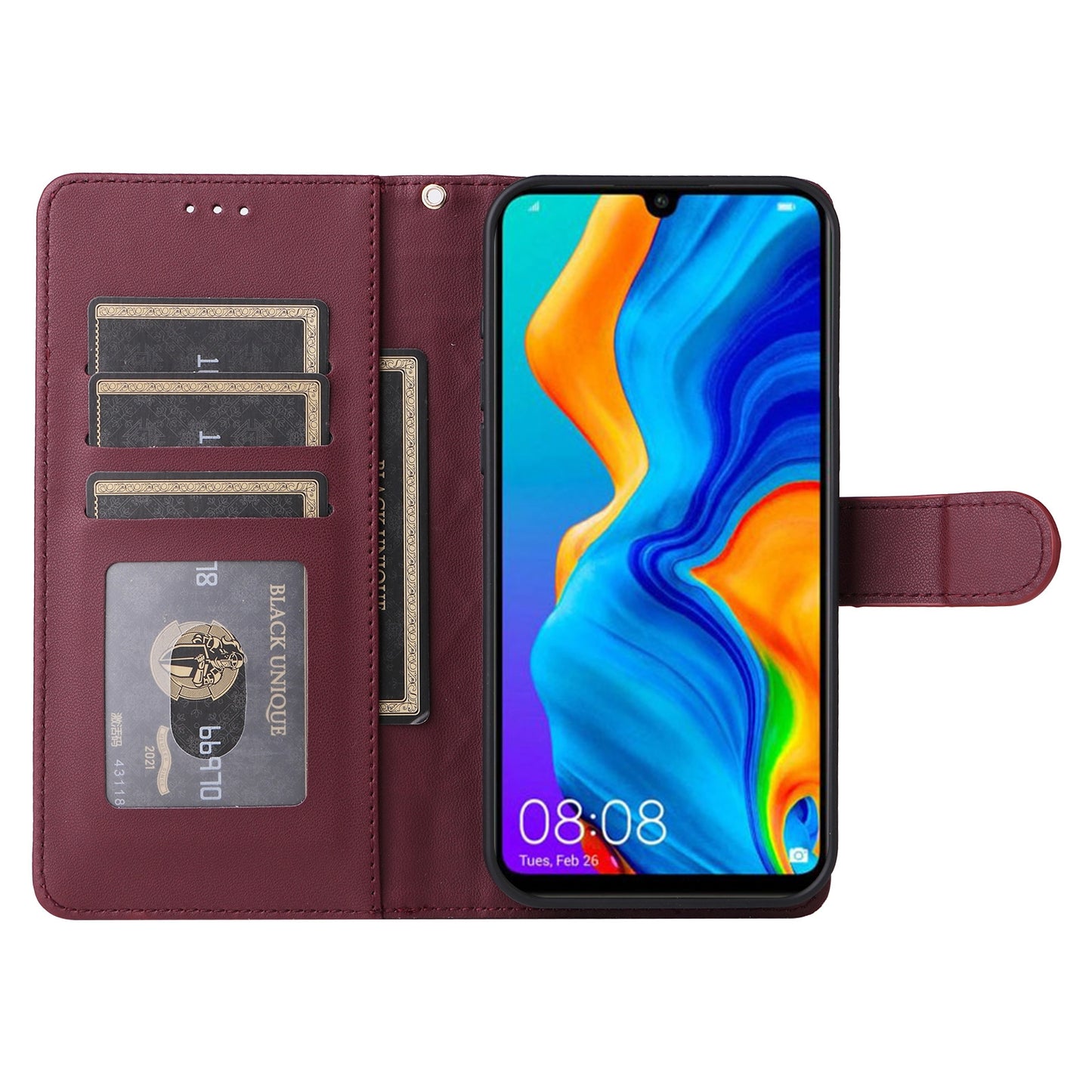 Huawei P30 Lite Diamond Lattice Leather Flip Phone Case - Durable and Convenient Holder with Precision Cutouts