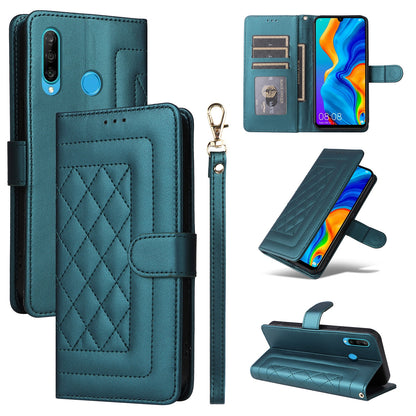 Huawei P30 Lite Diamond Lattice Leather Flip Phone Case - Durable and Convenient Holder with Precision Cutouts