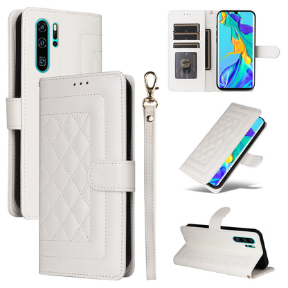 Huawei P30 Pro Diamond Lattice Leather Flip Phone Case - Durable and Convenient Holder with Precision Cutouts
