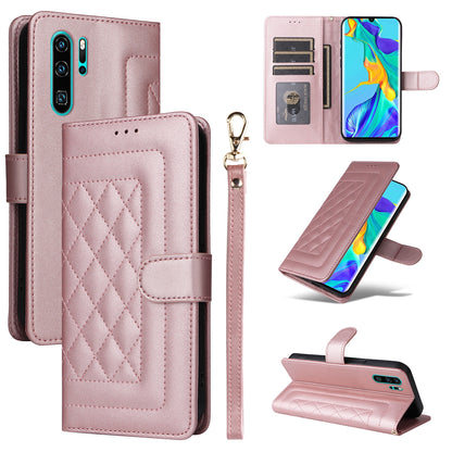 Huawei P30 Pro Diamond Lattice Leather Flip Phone Case - Durable and Convenient Holder with Precision Cutouts