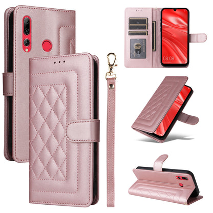 Huawei Enjoy 9s Diamond Lattice Leather Flip Phone Case - Durable and Convenient Holder with Precision Cutouts