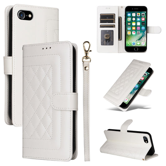 iPhone SE 2022 / SE 2020 Diamond Lattice Leather Flip Phone Case - Durable and Convenient Holder with Precision Cutouts