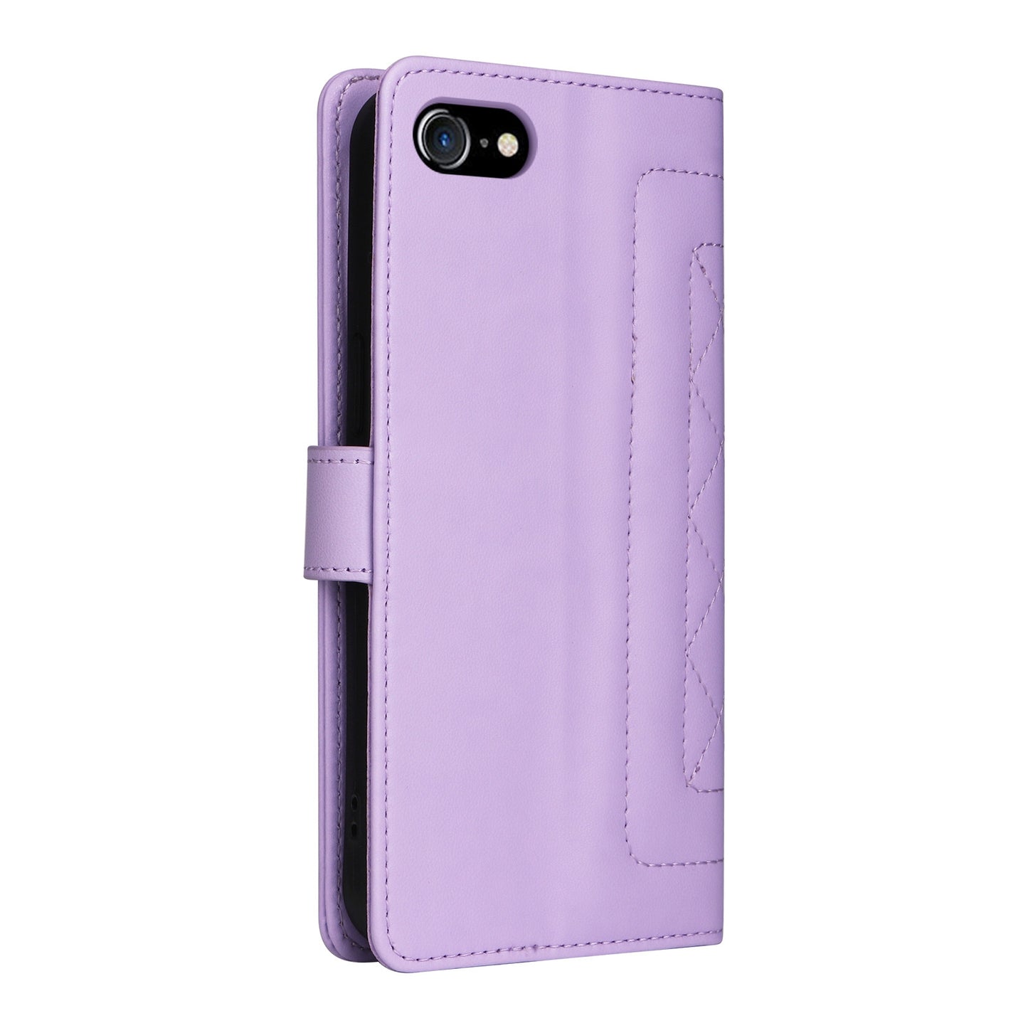 iPhone SE 2022 / SE 2020 Diamond Lattice Leather Flip Phone Case - Durable and Convenient Holder with Precision Cutouts