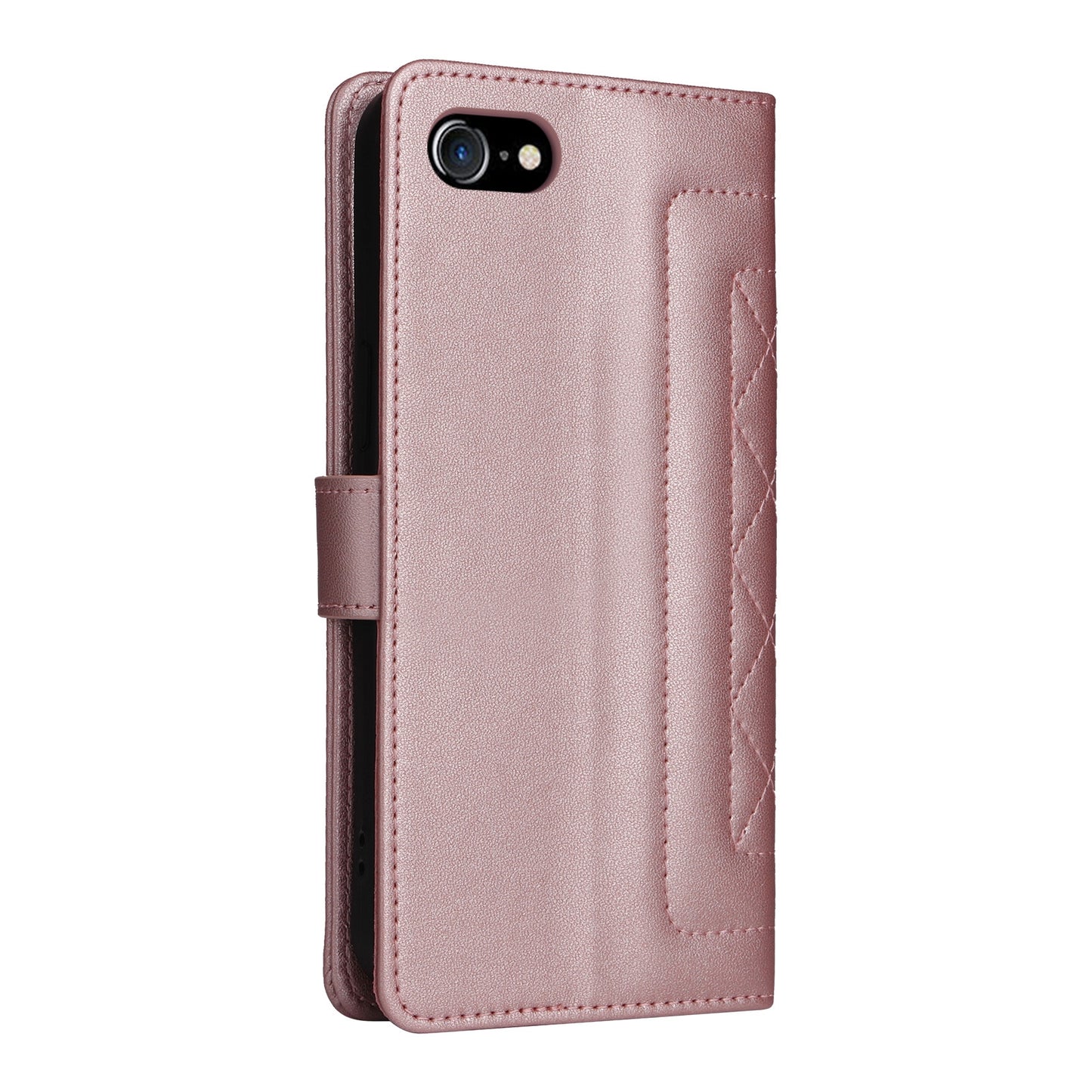 iPhone SE 2022 / SE 2020 Diamond Lattice Leather Flip Phone Case - Durable and Convenient Holder with Precision Cutouts