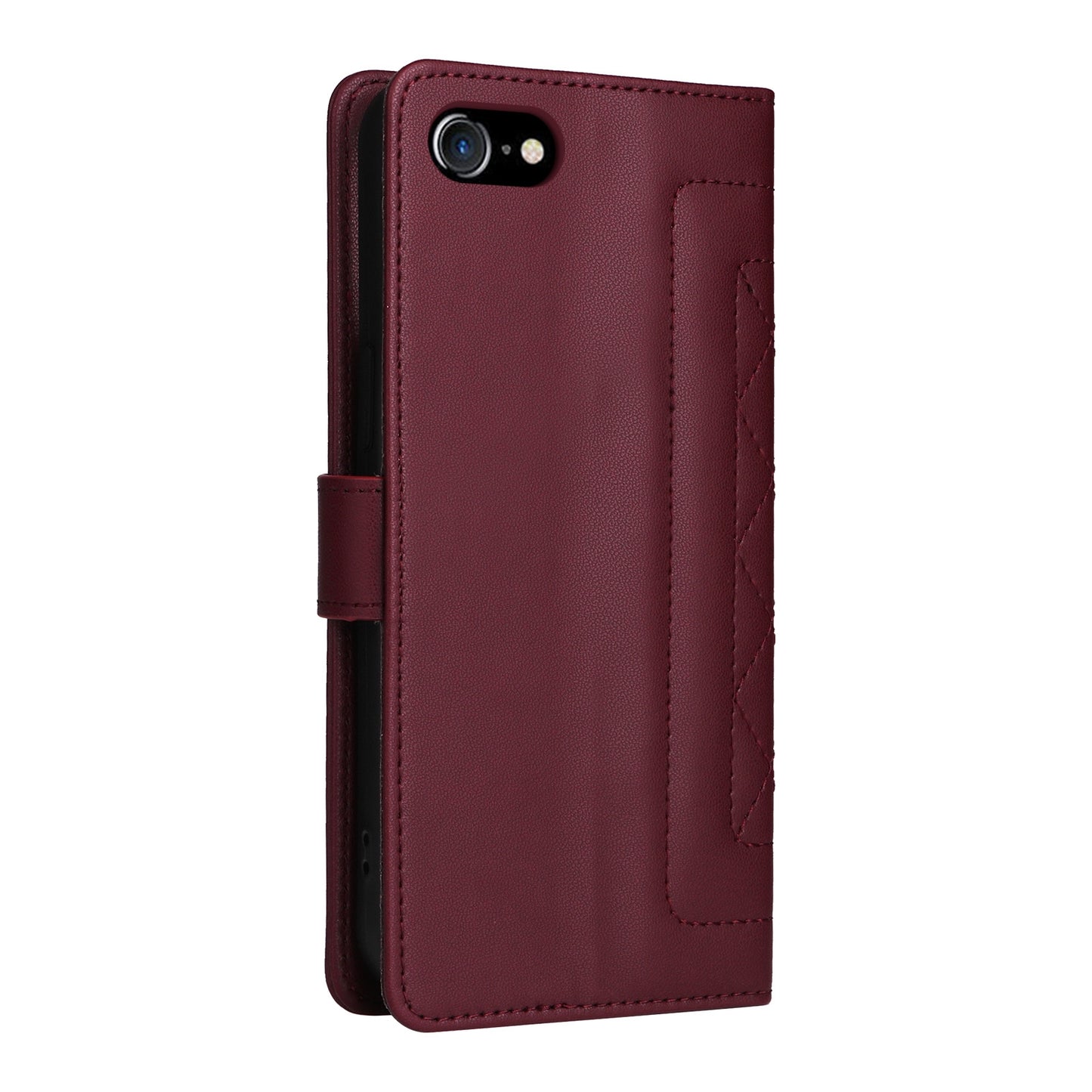 iPhone SE 2022 / SE 2020 Diamond Lattice Leather Flip Phone Case - Durable and Convenient Holder with Precision Cutouts