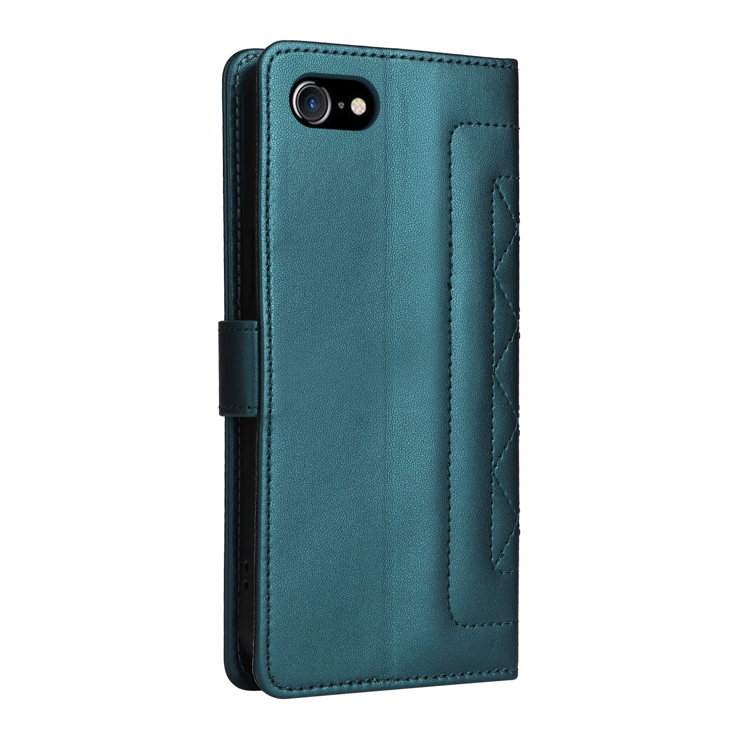 iPhone SE 2022 / SE 2020 Diamond Lattice Leather Flip Phone Case - Durable and Convenient Holder with Precision Cutouts