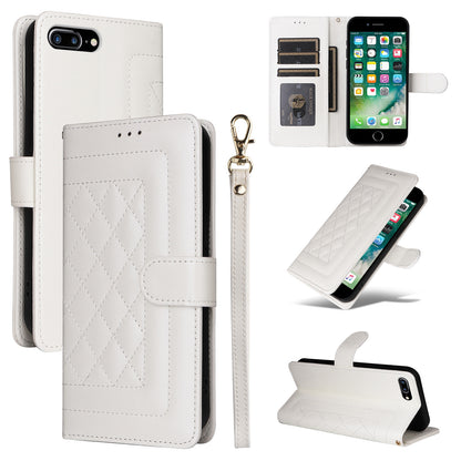 iPhone 8 Plus / 7 Plus Diamond Lattice Leather Flip Phone Case - Durable and Convenient Holder with Precision Cutouts