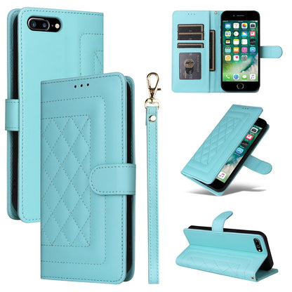 iPhone 8 Plus / 7 Plus Diamond Lattice Leather Flip Phone Case - Durable and Convenient Holder with Precision Cutouts