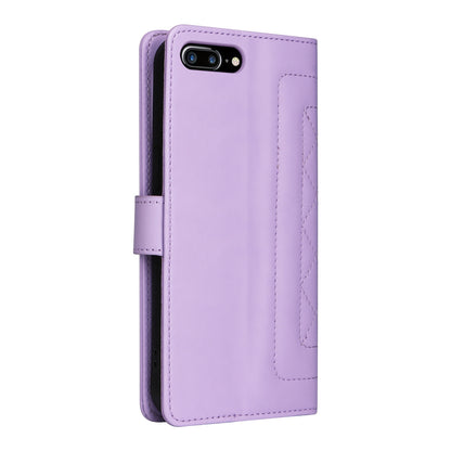 iPhone 8 Plus / 7 Plus Diamond Lattice Leather Flip Phone Case - Durable and Convenient Holder with Precision Cutouts